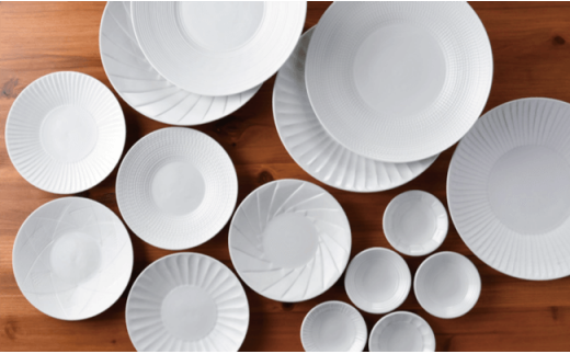 【波佐見焼】白磁手彫 マグカップ ボウル プレート 含む こだわり82点セット【一真窯】 [BB13]