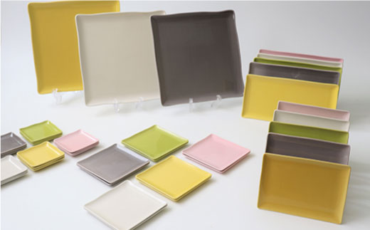 【波佐見焼】カラーパレット薄銘々皿 角皿 プレミアムパーティーセット 計38点【一龍陶苑】 [CC20]