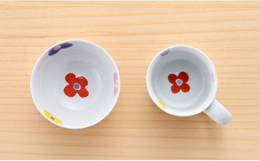 【波佐見焼】子ども 茶碗 セット「彩花」 プレート ・ミニ マグカップ・茶椀【大新窯】 [DC13]