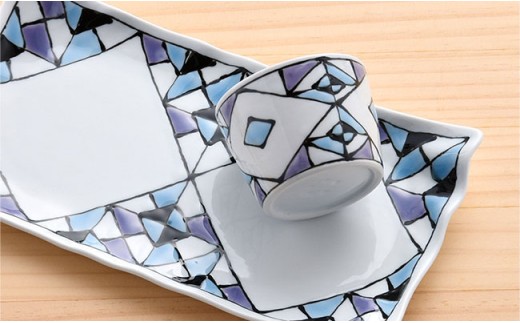 【波佐見焼】ステンドグラス柄 プレート ミニカップ セット【大新窯】 [DC17]