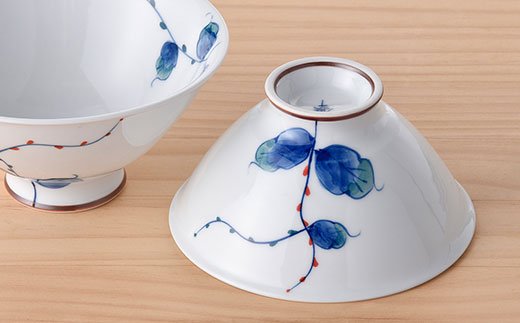 【波佐見焼】水引草 茶碗・正角皿 ペアセット【松幸陶芸】 [HB13]