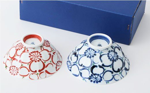 【波佐見焼】大輪桜 茶碗 湯呑み ペアセット【福田陶器店】 [PA153]