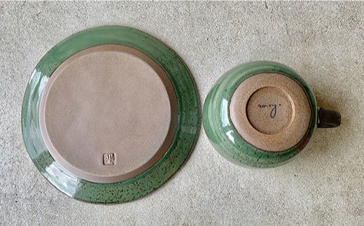 【波佐見焼】cocoa 織部（オリベ） マグカップ ・ プレート セット 皿 【ROXY】 [SB52]