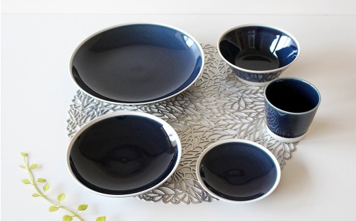 【波佐見焼】シャイニーカラー ブルー（サファイア）10点セット 皿 ボウル カップ 【陶芸ゆたか】 [VA52]