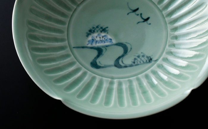 【波佐見焼】ながさき青磁 菊水青磁掛分 盛鉢 1点【くらわんか】 [AA54]