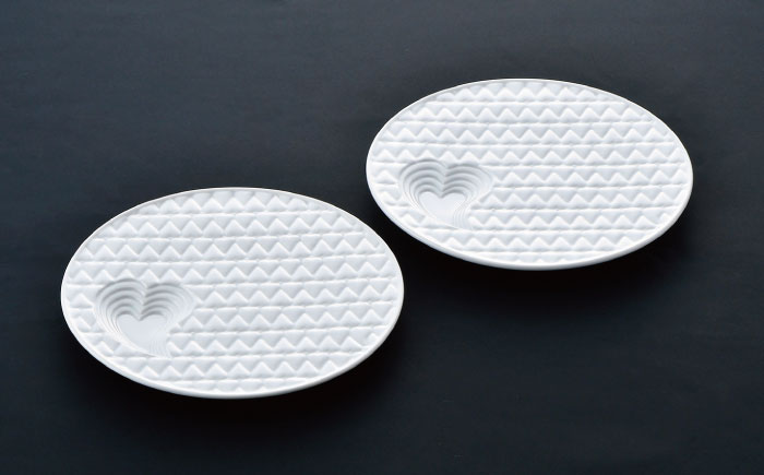 【波佐見焼】ハートフル キルティング プレート 2枚セット【丹心窯】 [AB35]