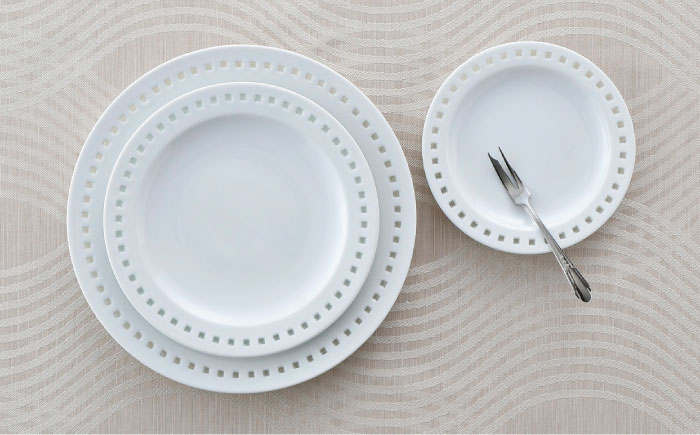 【波佐見焼】水晶ロイヤルスクエア リム プレート 3枚セット【丹心窯】 [AB36]