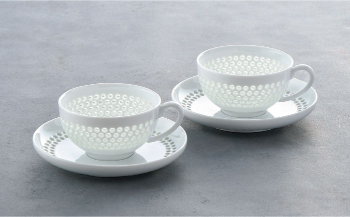 【波佐見焼】水晶プレミアム ティーカップ ソーサー 2客セット【丹心窯】 [AB37]