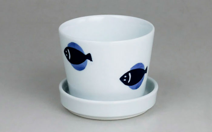 【波佐見焼】 ミニ植木鉢 丸紋菊・二色葉・フィッシュ 3柄セット 【Cheer house】 [AC291]