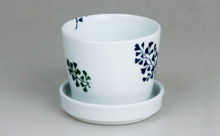 【波佐見焼】 ミニ植木鉢 背高木立・手描フラワー・リーフ 3柄セット 【Cheer house】 [AC292]