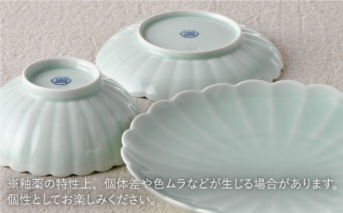 【波佐見焼】RINKA プレート ボウル 3点セット 青磁【長十郎窯】 [AE28]