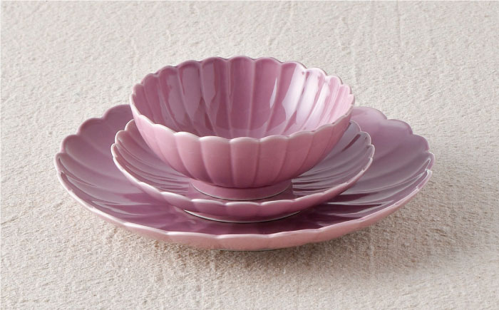 【波佐見焼】RINKA プレート ボウル 3点セット ピンク【長十郎窯】 [AE30]