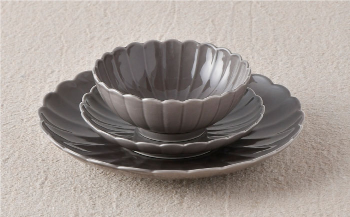 【波佐見焼】RINKA プレート ボウル 3点セット グレー【長十郎窯】 [AE31]