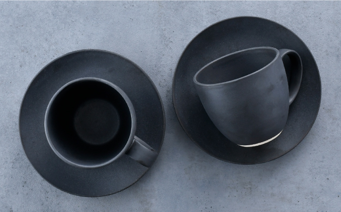 【波佐見焼】ブロンズ ブラック カップ ソーサー ペアセット【長十郎窯】 [AE42]