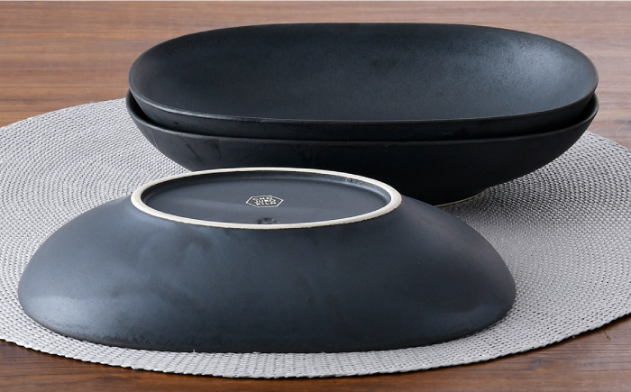 【波佐見焼】ブロンズ ブラック オーバルボウル 3枚セット【長十郎窯】 [AE44]