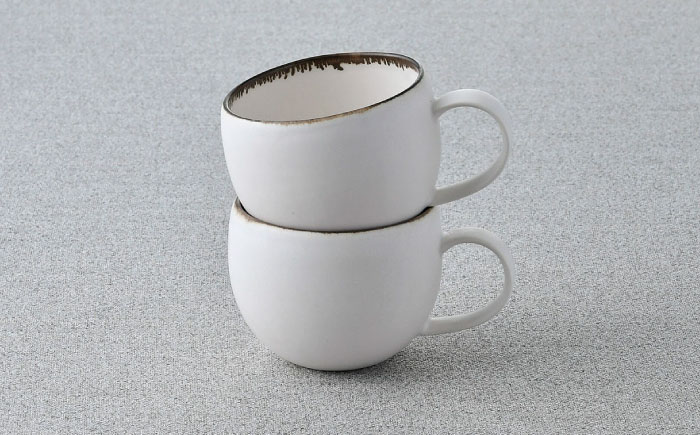 【波佐見焼】渕錆ホワイト ラウンドマグカップ ペア（low) 食器 皿【長十郎窯】 [AE93]