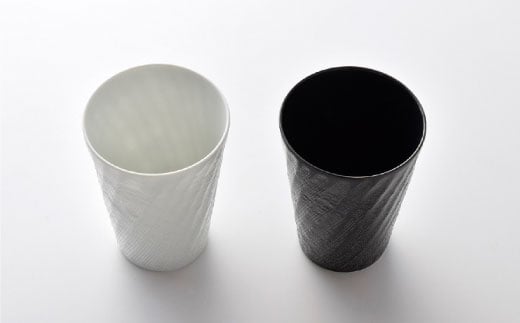 【波佐見焼】砂紋シリーズ 白黒マット 角皿 フリーカップ 朝食セット【一真陶苑】 [BB41]