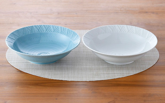 【波佐見焼】WAVE 盛鉢 ボウル 2色セット【一真窯】 [BB57]