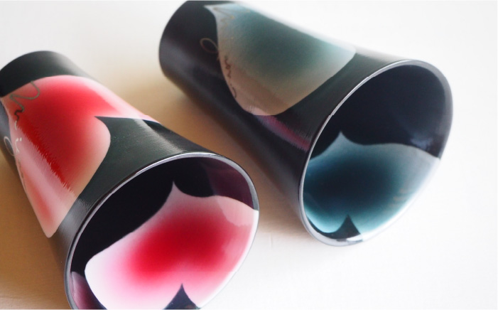 【波佐見焼】mignon ハート タンブラー 2個セット 赤・グレー【紫明窯・作家はな】【陶藤】 [BE22]