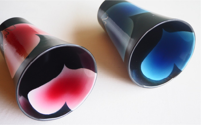 【波佐見焼】mignon ハート タンブラー 2個セット 赤・青【紫明窯・作家はな】【陶藤】 [BE23]