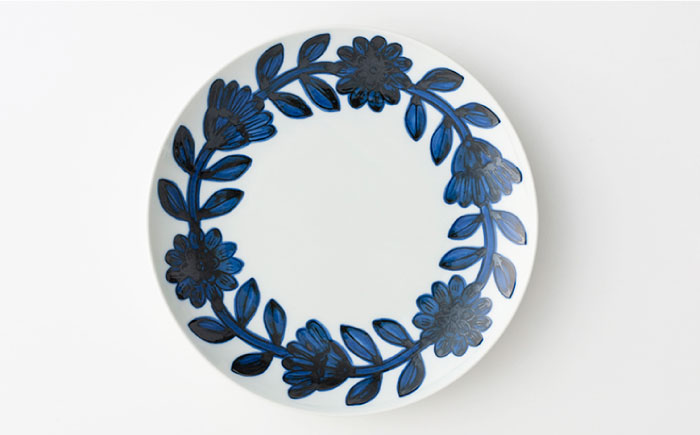 【波佐見焼】デイジー （青・グレー） コーヒーカップ・ソーサー・プレート 22cm 6点セット【西山】【NISHIYAMAJAPAN】 [CB114]