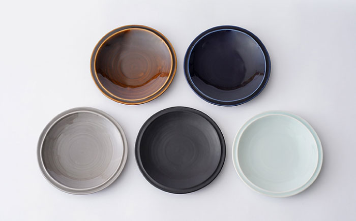 【波佐見焼】リム プレート 中皿 5colors 5枚セット 取り皿 18cm 6寸【一龍陶苑】 [CC69]