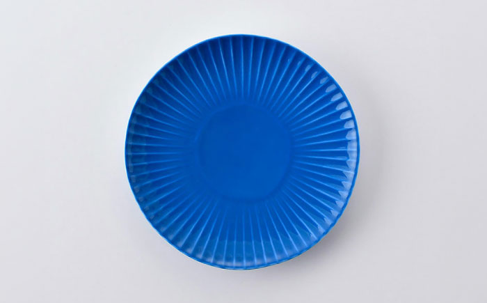 【波佐見焼】しのぎ新色 中皿 Helloblue 3枚セット ブルー【一龍陶苑】 [CC86]