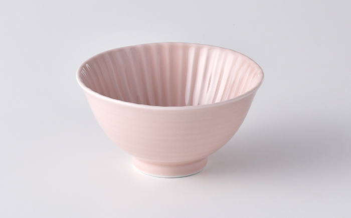 【波佐見焼】しのぎ 茶碗 大2個セット グレー・ピンク 食器 ちゃわん【一龍陶苑】 [CC93]