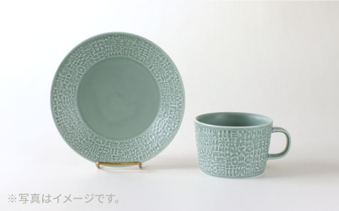 【波佐見焼】PATTERNED PLATE,MUG  セット squall gray 【BIRDS' WORDS】 [CF040]