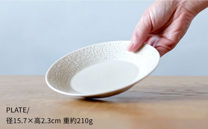 【波佐見焼】PATTERNED PLATE・MUG ペア 4点セット yellow＋morningmist【BIRDS’ WORDS】 [CF043]