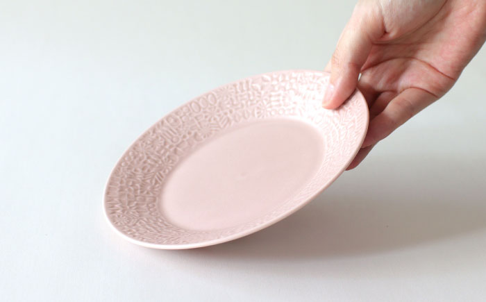 【波佐見焼】PATTERNED PLATE・MUG ペア 4点セット morning mist + antique rose　【BIRDS’ WORDS】 [CF084]