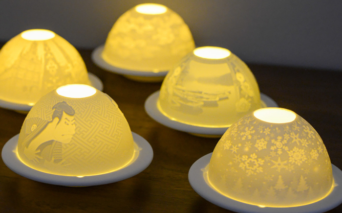 【波佐見焼】リトファニーキャンドルライト〈スノーフレーク〉【ルセラ・ポーセリン】 [CG15]