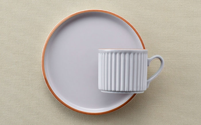 【波佐見焼】ギアシリーズ カップ＆ソーサー ピンク＆グレー プレート マグカップ ペアセット 17.5cm 6寸【大新窯】 [DC112]