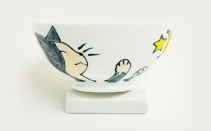 【波佐見焼】ネコチャン 仕切り プレート ミニ マグカップ ミニ 茶わん 3点セット 仕切り皿 子ども食器【大新窯】 [DC119]