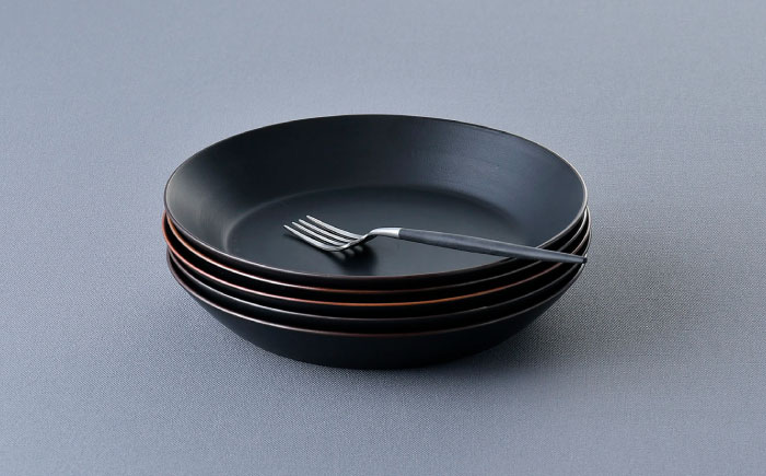 【波佐見焼】マットカラープレート5枚セット（ブラック）食器 皿【大新窯】 [DC141]