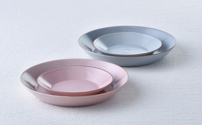 【波佐見焼】マットカラープレート夫婦セット（ピンク・ホワイト）食器 皿【大新窯】 [DC142]