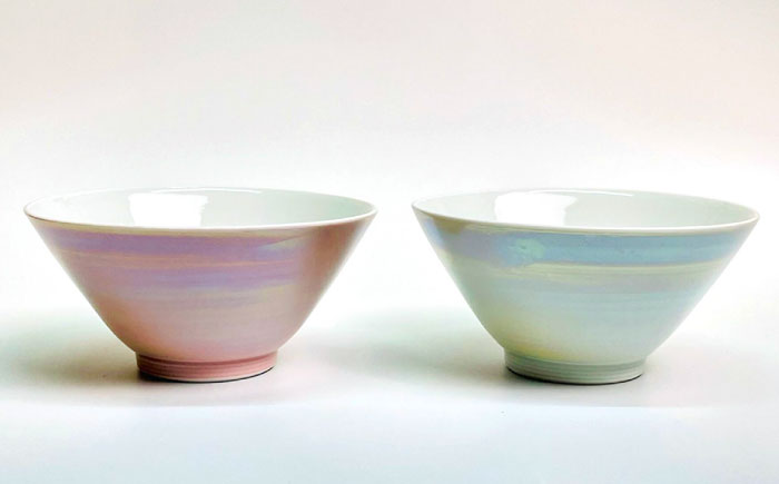 【波佐見焼】パール 茶碗 （グレー・ピンク） 【大新窯】 [DC151]