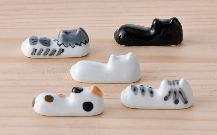 【波佐見焼】にゃんこの箸置き 5種 カトラリー Aセット【大新窯】 [DC153]