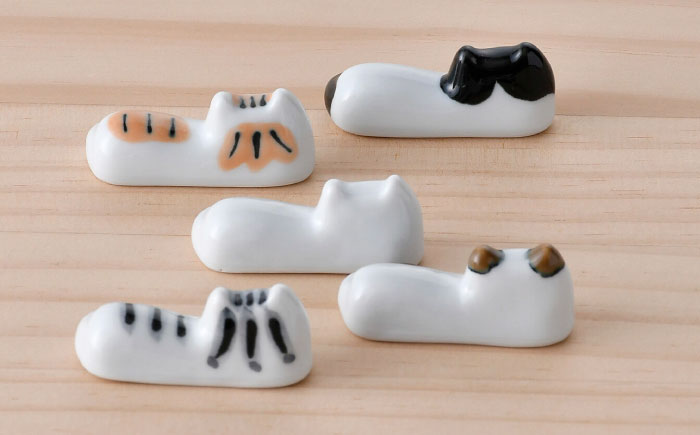 【波佐見焼】にゃんこの箸置き 5種 カトラリー Bセット【大新窯】 [DC154]