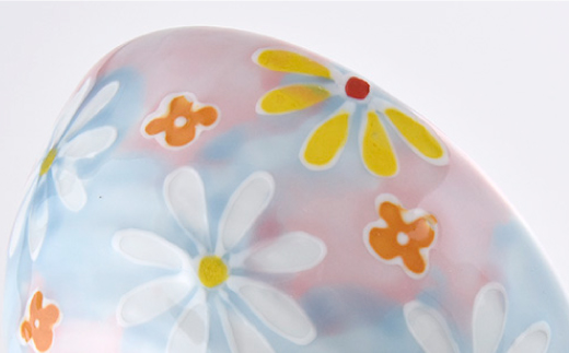 【波佐見焼】「フラワーガーデン」茶碗 ピンク・グリーン セット【大新窯】 [DC60]