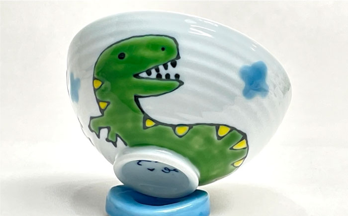 【波佐見焼】子ども食器 3点セット「ティラノサウルス」プレート ・ミニ マグカップ・茶椀【大新窯】 [DC83]