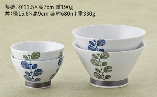 【波佐見焼】ミント くらわんか 茶碗  どんぶり 各2色 計4点セット【新生和】 [DE03]