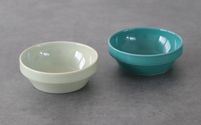 【波佐見焼 マルヒロ】HASAMI SEASON 01 ブロックボウル ペアセット（2点）グリーン×イエローベージュ [EB171]