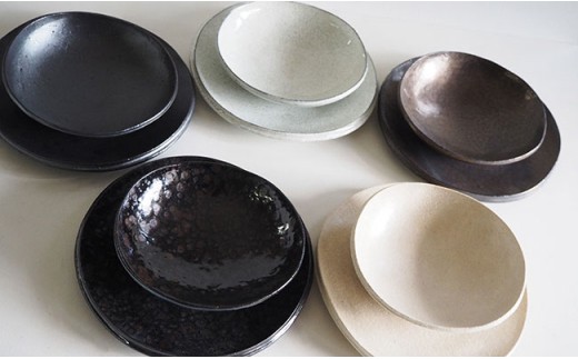 【波佐見焼 マルヒロ】BARBAR たたら 8寸皿・中鉢セット（10点）全5柄 [EB18]