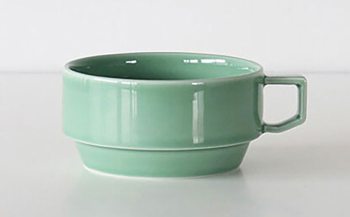 【波佐見焼 マルヒロ】HASAMI SEASON 01 ブロックマグスープペアセット（2点）ピーチ×アイスグリーン [EB209]