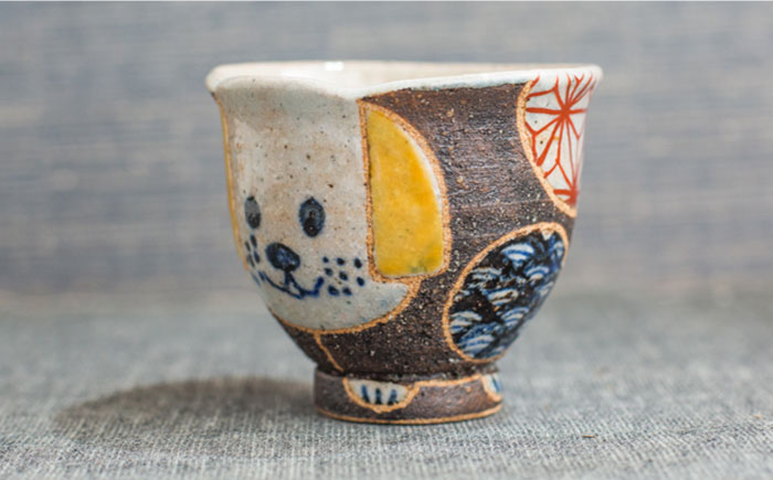 【波佐見焼】いぬあそび 茶碗 湯呑み 2点セット【洸彩窯】 [EE19]