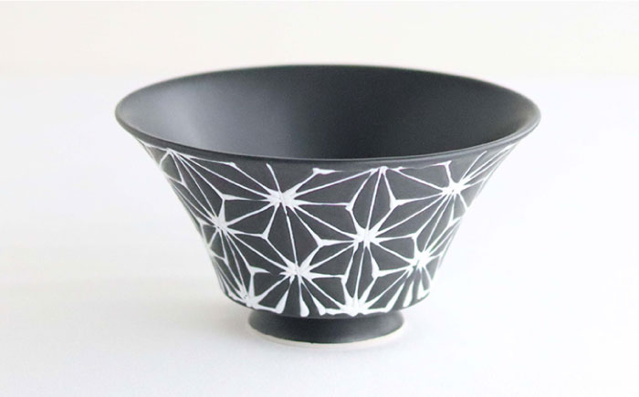 【波佐見焼】ホワイトライン麻 ミニ丼 どんぶり マットブラック【翔芳窯】 [FE163]