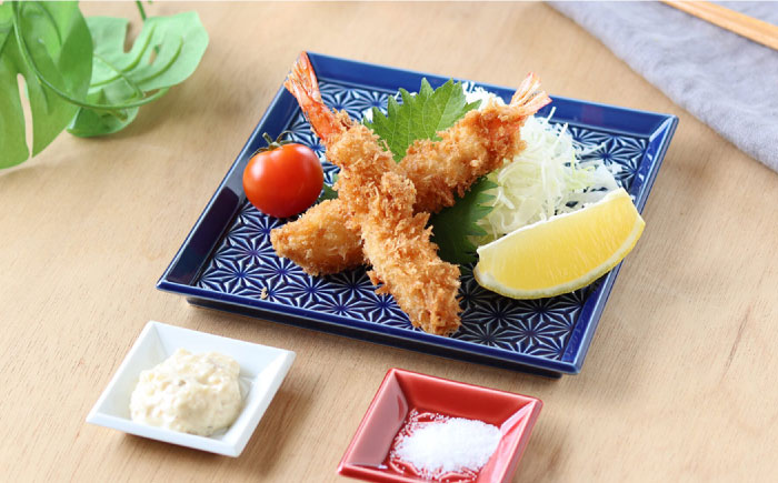 【波佐見焼】麻彫り　レリーフ　角皿　大 青磁　2枚セット　食器 皿【翔芳窯】 [FE416]