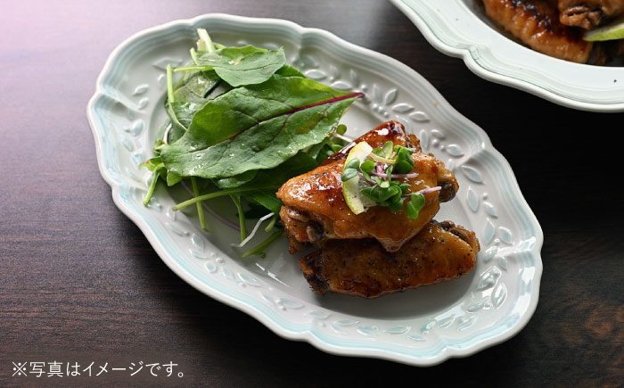 【波佐見焼】ombre de fleur オリーブオーバル palette blue 2枚セット【翔芳窯】 [FE486]