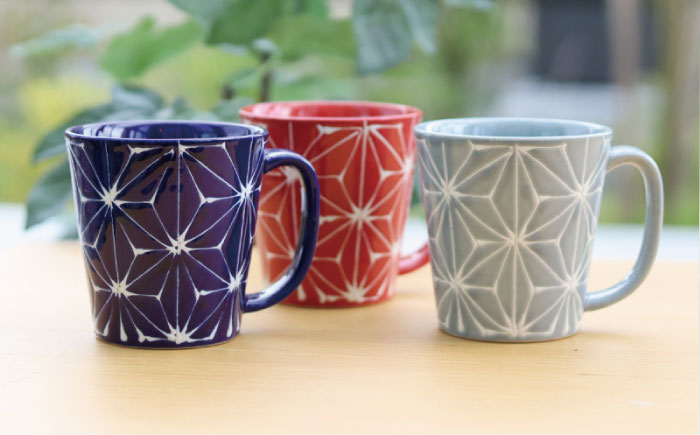 【波佐見焼】ホワイトライン麻 BIGマグカップ 瑠璃【翔芳窯】 [FE62]